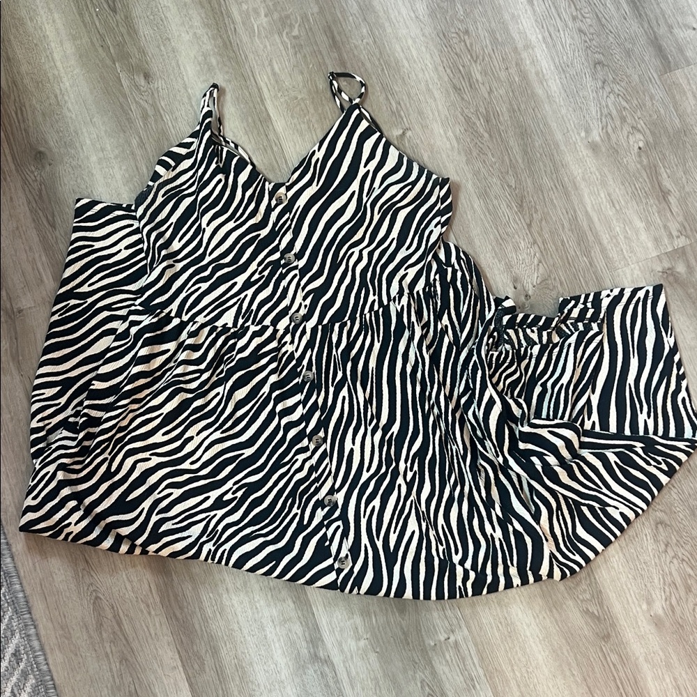 Zebra Print Button-Front Maxi Dress - Black & White, women’s size XL, NW/OT